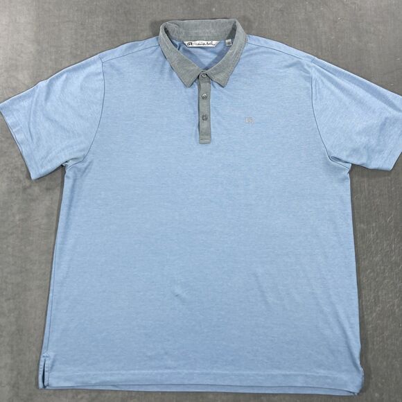 Travis Mathew Mens XXL Blue Gray Collar Golf Polo Shirt - Picture 1 of 7